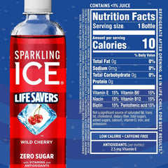 Sparkling Ice® LIFE SAVERS™ Red, White and Blue Variety pack, Zero Sugar Flavored Sparkling Water, with Vitamins and Antioxidants, Low Calorie Beverage, 17 fl oz Bottles (Pack of 12)