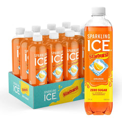Sparkling Ice STARBURST Orange, Zero Sugar Flavored Sparkling Water, with Vitamins and Antioxidants, Low Calorie Beverage, 17 fl oz Bottles (Pack of 12).