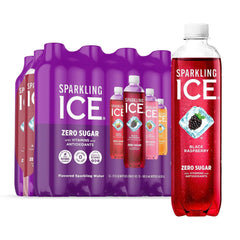 Sparkling Ice Purple Variety Pack, Flavored Water, Zero Sugar, with Vitamins and Antioxidants, 17 fl oz, 12 count (Black Raspberry, Cherry Limeade, Orange Mango, Kiwi Strawberry)