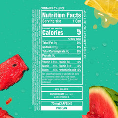 Sparkling Ice Caffeine Watermelon Lemonade Sparkling Water with Caffeine, Zero Sugar, with Antioxidants and Vitamins,16 fl oz Cans (Pack Of 12)
