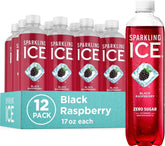Sparkling Ice, Black Raspberry Sparkling Water, Zero Sugar Flavored Water, with Vitamins and Antioxidants, Low Calorie Beverage, 17 fl oz Bottles (Pack of 12)