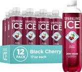 Sparkling Ice, Black Cherry Sparkling Water, Zero Sugar Flavored Water, with Vitamins and Antioxidants, Low Calorie Beverage, 17 fl oz Bottles (Pack of 12)