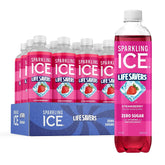 Sparkling Ice LIFESAVERS Strawberry, Zero Sugar Flavored Sparkling Water, with Vitamins and Antioxidants. No Artificial Dyes, Low Calorie Beverage, 17 fl oz Bottles (Pack of 12)