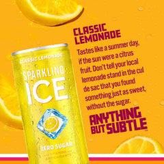 Sparkling Ice Classic Lemonade Sparkling Water, with Antioxidants and Vitamins, Zero Sugar, 7.5 fl oz Mini Cans (Pack Of 10)