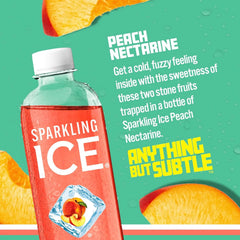 Sparkling Ice, Peach Nectarine Sparkling Water, Zero Sugar Flavored Water, with Antioxidants and Vitamins, 17 fl oz Bottle