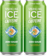 Sparkling Ice® +Caffeine, Citrus Twist Flavored Sparkling Water with Caffeine, Zero Sugar, with Vitamins and Antioxidants, Low Calorie Beverage, 16 fl oz Can (Pack of 2)