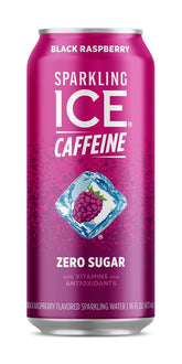 Sparkling Ice Caffeine, Black Raspberry Sparkling Water with Caffeine, Zero Sugar, with Antioxidants and Vitamins,16 fl oz Can