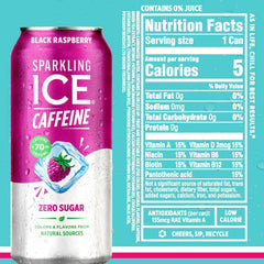 Sparkling Ice Caffeine Variety Pack,Flavored Sparkling Water,Zero Sugar,with Vitamins and Antioxidants,16 fl oz,(Citrus Twist,Black Raspberry,Blue Raspberry,Strawberry Citrus),(Pack of 24)