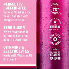 Sparkling Ice Caffeine, Black Raspberry Sparkling Water with Caffeine, Zero Sugar, with Antioxidants and Vitamins,4/16oz