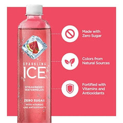 Sparkling Ice Strawberry Watermelon, 17 oz (Pack of 3)