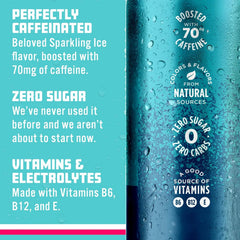 Sparkling Ice Caffeine, Blue Raspberry Sparkling Water with Caffeine, Zero Sugar, with Antioxidants and Vitamins,4/16oz