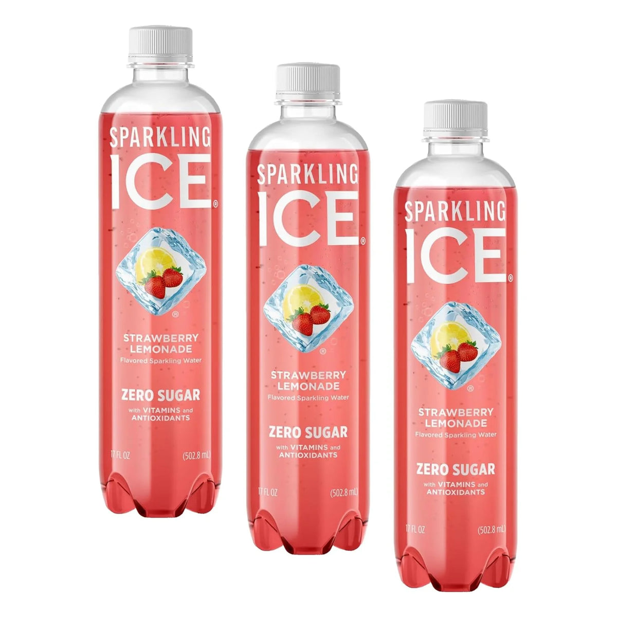 Sparkling Ice Strawberry Lemonade, 17 oz (Pack of 3)