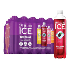 Sparkling ICE Variety Pack, 17 Fl Oz, 12 Count (Black Raspberry, Cherry Limeade, Orange Mango, Kiwi Strawberry) 24 Variety Pack