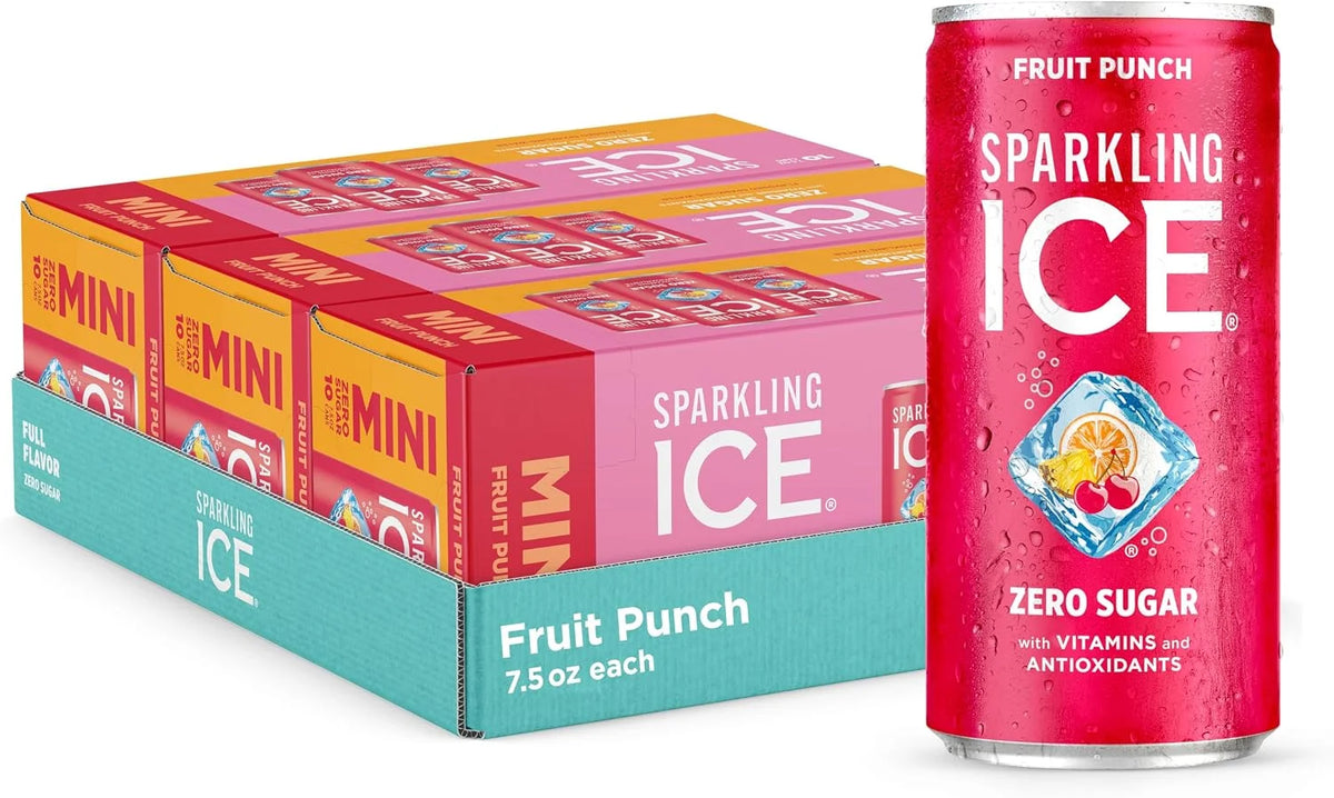 Sparkling Ice Fruit Punch Sparkling Water, with Antioxidants and Vitamins, Zero Sugar, 7.5 fl oz Cans (3/10 Pack)