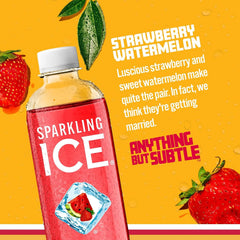 Sparkling Ice, Strawberry Watermelon Sparkling Water, Zero Sugar Flavored Water, with Antioxidants and Vitamins, 17 fl oz Bottle