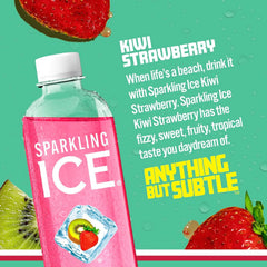 Sparkling Ice, Kiwi Strawberry Sparkling Water, Zero Sugar Flavored Water, with Antioxidants and Vitamins, 17 fl oz Bottle