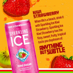 Sparkling Ice Kiwi Strawberry Sparkling Water, with Antioxidants and Vitamins, Zero Sugar, 7.5 fl oz Mini Cans (Pack Of 10)