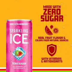 Sparkling Ice Kiwi Strawberry Sparkling Water, with Antioxidants and Vitamins, Zero Sugar, 7.5 fl oz Mini Cans (Pack Of 10)