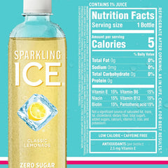 Sparkling Ice Blue Variety Pack, Zero Sugar Sparkling Water, with Vitamins and Antioxidants, 17 fl oz, 12 count (Classic Lemonade, Strawberry Watermelon, Grape Raspberry, Lemon Lime)
