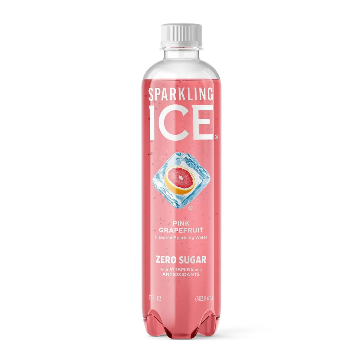 Sparkling Ice, Pink Grapefruit Sparkling Water, Zero Sugar Flavored Water, with Antioxidants and Vitamins, 17 fl oz Bottle