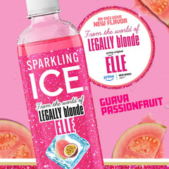 Sparkling Ice, Elle Woods-Inspired Guava Passionfruit Sparkling Water, Zero Sugar Flavored Water, with Vitamins and Antioxidants, Low Calorie Beverage, 17 fl oz Bottles (Pack of 12)