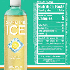 Sparkling Ice Lemonade Variety Pack, Zero Sugar Sparkling Water, with Vitamins and Antioxidants, 17 fl oz, 12 count (Lemonade Flavors: Classic, Raspberry, Peach & Berry)