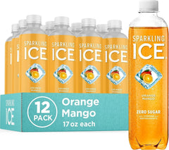 Sparkling Ice, Orange Mango Sparkling Water, Zero Sugar Flavored Water, with Vitamins and Antioxidants, Low Calorie Beverage, 17 fl oz Bottles (Pack of 12)