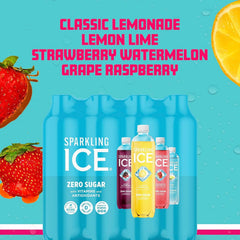 Sparkling Ice Blue Variety Pack, Zero Sugar Sparkling Water, with Vitamins and Antioxidants, 17 fl oz, 12 count (Classic Lemonade, Strawberry Watermelon, Grape Raspberry, Lemon Lime)