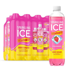 Sparkling Ice® STARBURST™ Variety Pack, Zero Sugar Flavored Sparkling Water, with Vitamins and Antioxidants, Low Calorie Beverage, 17 fl oz, 12 count (Strawberry, Cherry, Fruit Punch, Watermelon)