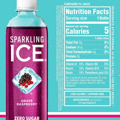 Sparkling Ice Blue Variety Pack, Zero Sugar Sparkling Water, with Vitamins and Antioxidants, 17 fl oz, 12 count (Classic Lemonade, Strawberry Watermelon, Grape Raspberry, Lemon Lime)